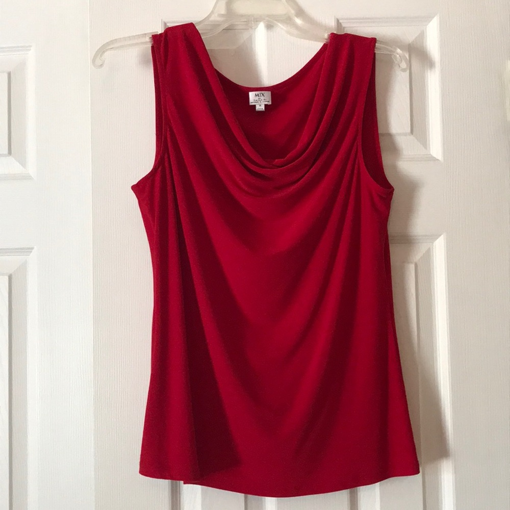 Red sleeveless top